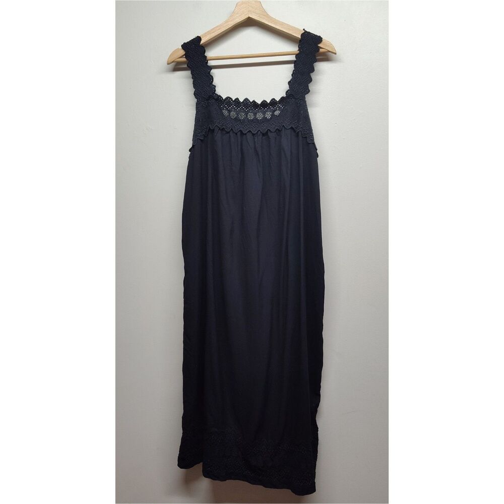 Old Navy Midi Dress Women XL Black Sleeveless Beachy Boho Resortwear Casual